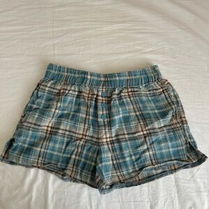 PacSun Blue and Brown Plaid Women's Shorts